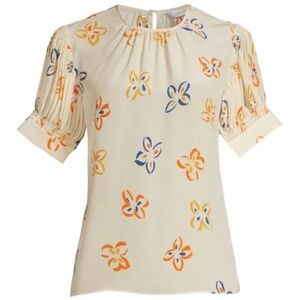 NWT - Rebecca Taylor Flame Fleur Silk Blouse - Medium